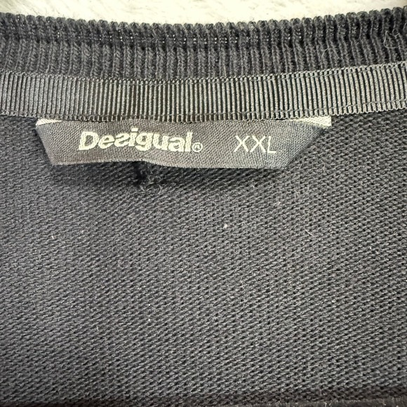 Desigual XXL Floral Cardigan Top Black Layered Boho Wearable Art Festival Comfy - Picture 12 of 13